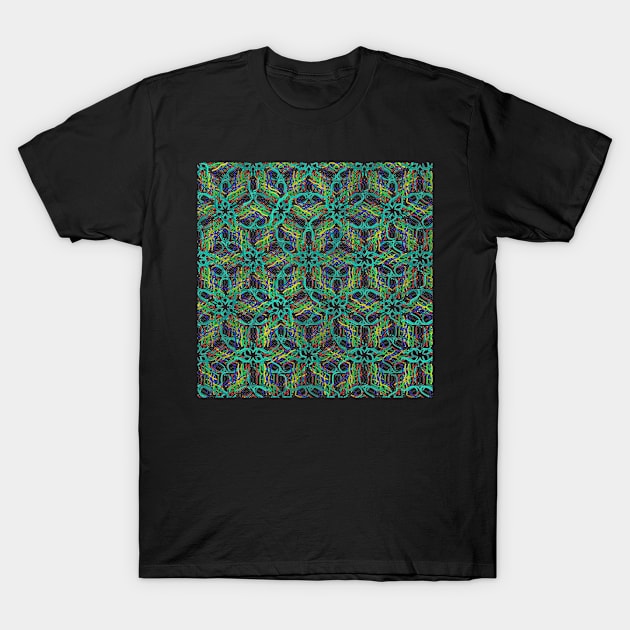 Intriguing Colorful Curves Symmetry Pattern T-Shirt by Kanika Behari Studio